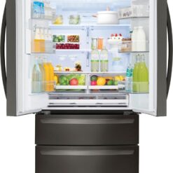 LG - 27.8 Cu. Ft. 4-Door French Door Smart Refrigerator with Smart Cooling System - Black Stainless Steel