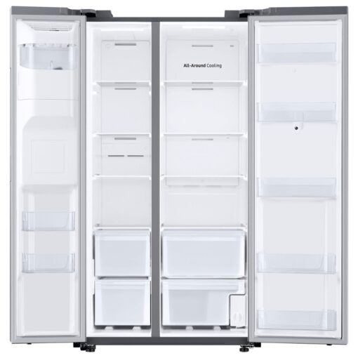 Samsung - 21.5 Cu. Ft. Side-by-Side Counter-Depth Refrigerator with 21.5" Touchscreen Family Hub - Stainless steel